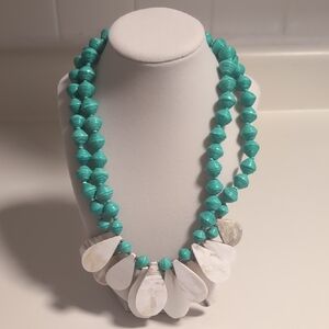 Elegant Turquoise and White‎ Necklace